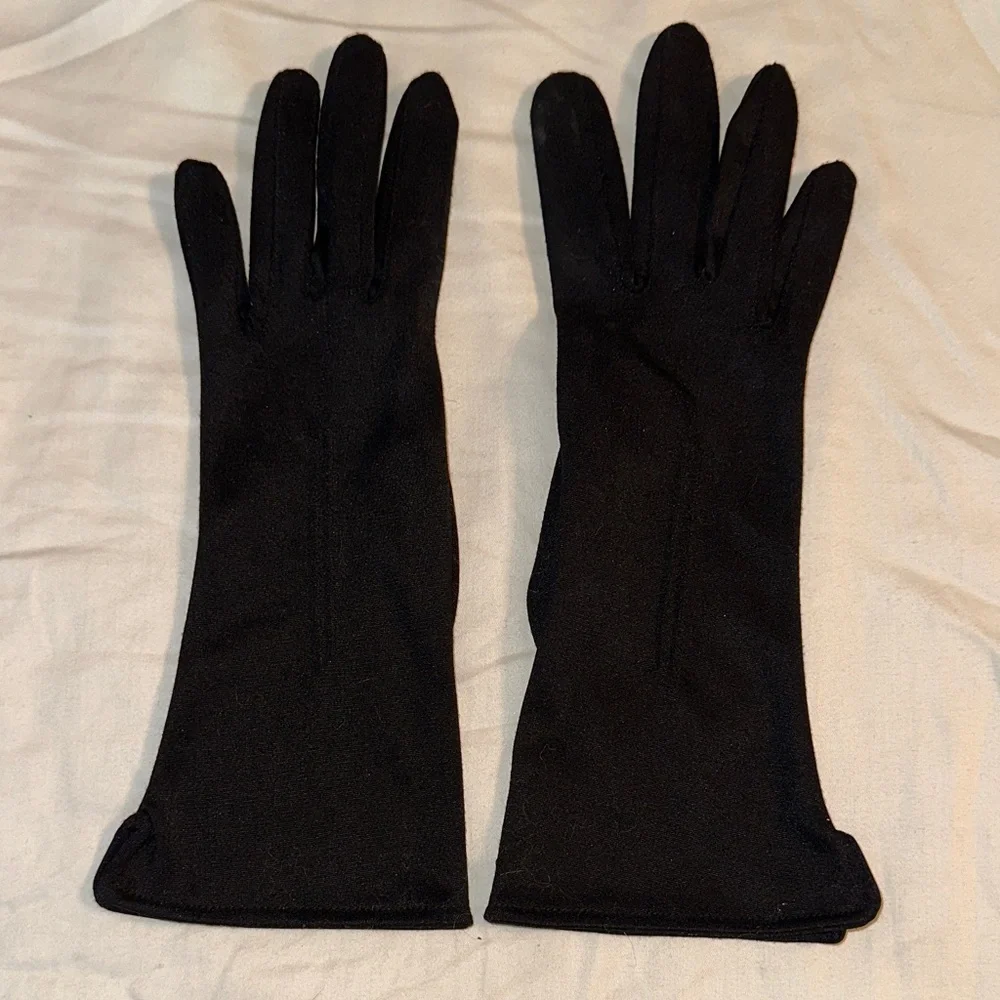 Vintage NWOT Mid Century Black Cloth‎ Gloves
